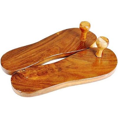 Nature Blaze Billion Deals Traditional Khadau Wooden Sandals Charan Paduka, Slipper Chappal For Auspicious Occasions Made Of Mango Wood 10.5 Inches Approx