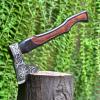 Custom Handmade Carbon Steel Tomahawk Axe Viking Hunting Camping Axe 3627, Vantage Axe Battle W Beautiful Design of Wood Handle Leather Cover. view 4