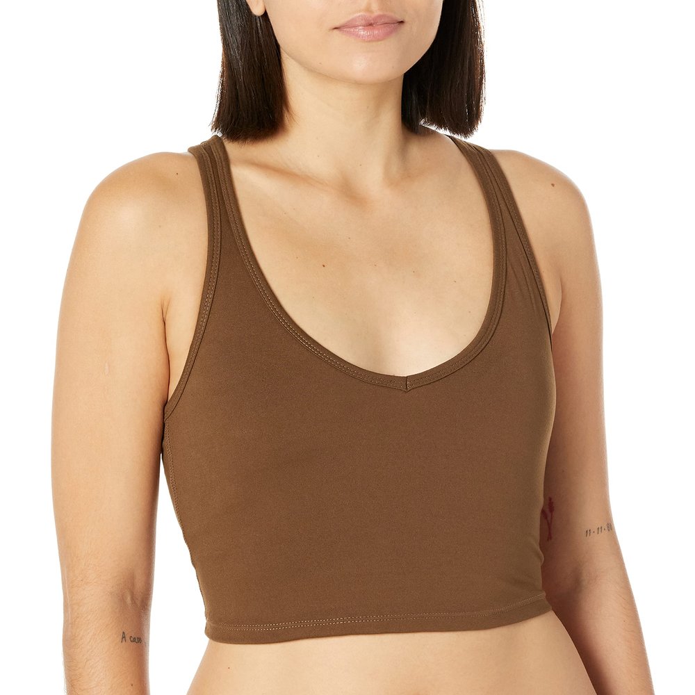 Sage Women's Sports Bra  Wirefree, Removable Pads, Yoga, Pilates, Running, Workouts, Cycling, Casual Wear, Potting Soil, Small