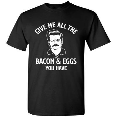 Ron Swanson Bacon & Eggs - T-Shirt (2XL, Black)