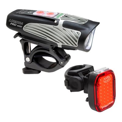 NiteRider Lumina Pro 1000 + Vmax+ 150 Bike Light Set USB-C Rechargeable Bicycle Headlight LED Front and Rear Combo IP64 Water Resistant Mountain Road City Commuting Cycling Safety Flash
