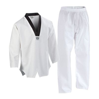 PFG Taekwondo Uniform - Kids Adults Unisex - White Belt Included (White With Black Trim, 000)
