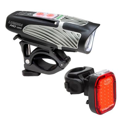 NiteRider Lumina Pro 1200 + Vmax+ 150 Bike Light Set USB-C Rechargeable Bicycle Headlight LED Front and Rear Combo IP64 Water Resistant Mountain Road City Commuting Cycling Safety Flash