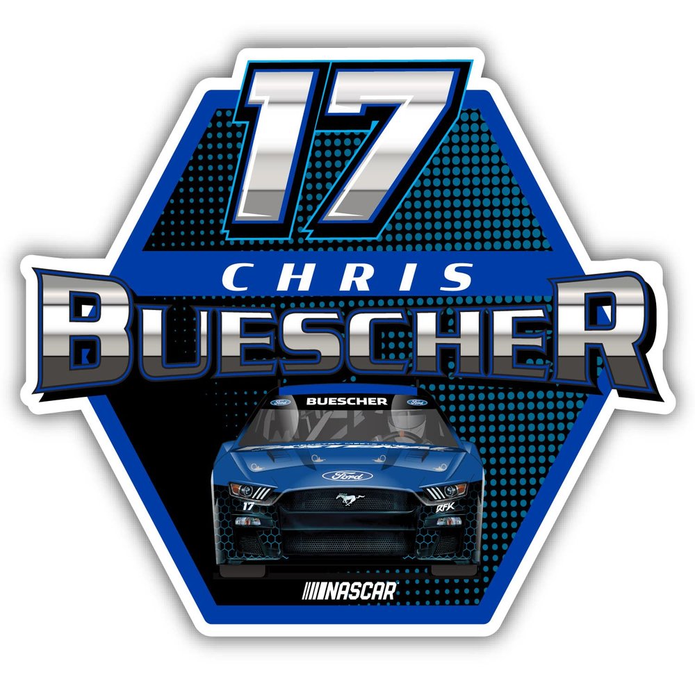 Nascar # 17 Chris Buescher 2-Inch Vinyl Decal Stiker