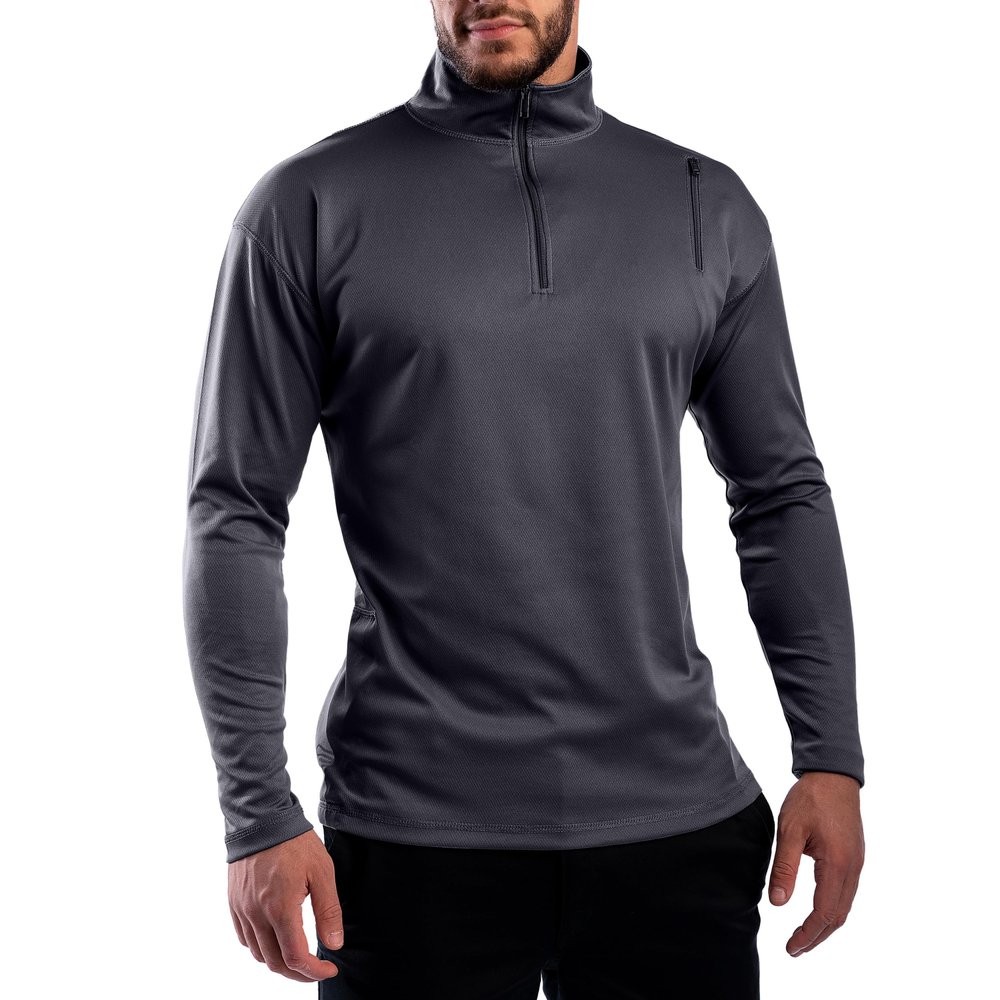 SCOTTeVEST Qzip Performance Pullover for Men - 3 Hidden Pockets - Moisture Wicking Quarter-Zip for Travel & More (Charcoal, XX-Large)