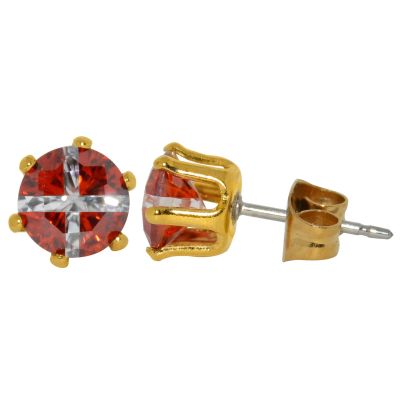 1 Set of Goldtone Red First Responder Stud Earrings with Gift Box