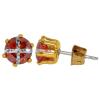 1 Set of Goldtone Red First Responder Stud Earrings with Gift Box view 1