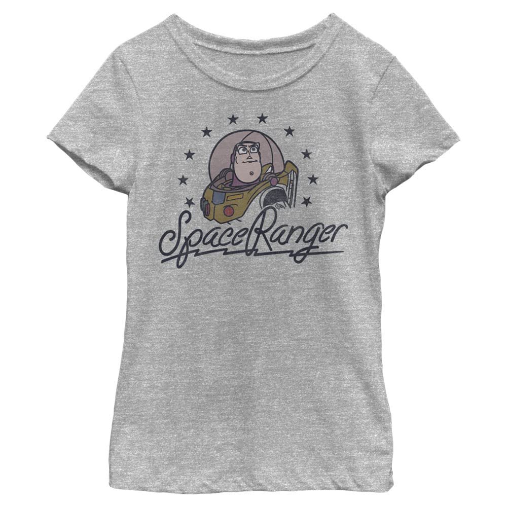Disney Girl's Ranger_Stars T-Shirt, Athletic Heather, Medium