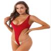 Linjinx Women's Mesh High Cut Backless Leotard Swimwear Monokini Bikinis Swimsuit One Piece Bodysuit Red One Size view 3