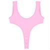 Linjinx Women's Mesh High Cut Backless Leotard Swimwear Monokini Bikinis Swimsuit One Piece Bodysuit Pink One Size view 2