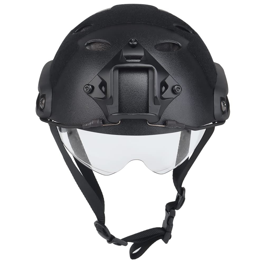 2022 Jungle Camouflage Fast Protective Helmet, PJ Type Tactical Multi-Function Fast Helmet with Sunshade Goggles Version