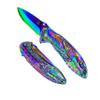 Falcon 8 Inch Dragon Fantasy Folding Pocket Knife  440 Stainless Steel Blade, Full Metal Handle with Belt Clip, EDC Utility Knife (Rainbow) view 1