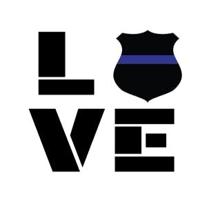 Love|Blue Line Police Badge|Great Gift Idea|Decal Sticker|2 Pack|5 Inch Stickers|S10101