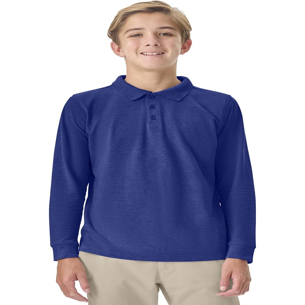 Classroom Uniforms Long Sleeve Pique Polo T-Shirt for Men and Women CR835X, M, SS Royal