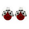 1 Set of Silvertone Crystal Ladybug Earrings Stud Gift Boxed view 1