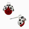 1 Set of Silvertone Crystal Ladybug Earrings Stud Gift Boxed view 2