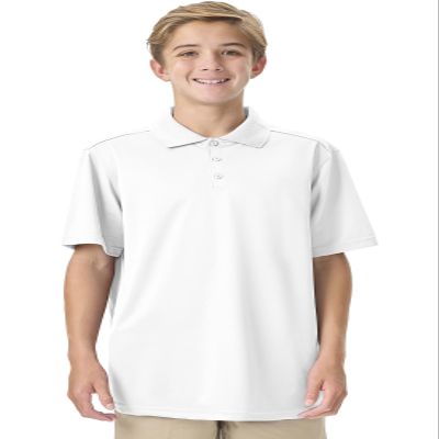 Classroom School Uniforms Unisex Polo T-Shirts with Moisture Wicking & Ribbed Collar CR860X, L, SS White