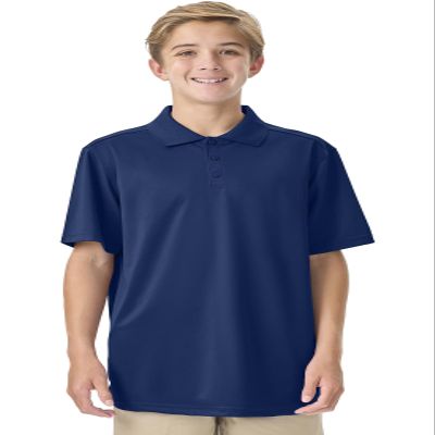 Classroom School Uniforms Unisex Polo T-Shirts with Moisture Wicking & Ribbed Collar CR860X, L, SS Navy
