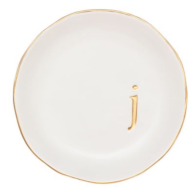 COLLECTIVE HOME - Ceramic Jewelry Tray, Decorative Trinket Dish for Rings Earrings Necklaces Bracelet Watch Keys, Birthday Mother's Day Christmas Gift for Women, 4.75", White Surface (J)