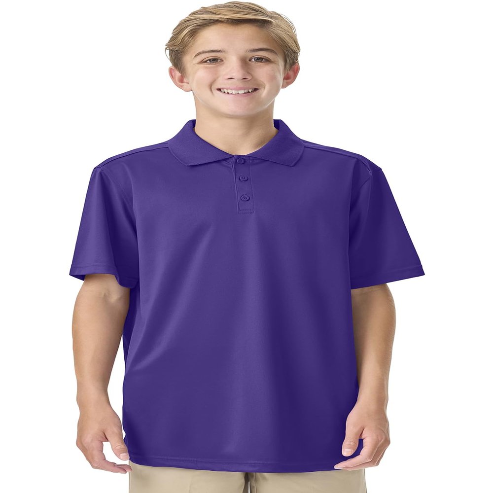 Classroom School Uniforms Unisex Polo T-Shirts with Moisture Wicking & Ribbed Collar CR860X, L, Dark Purple