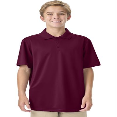 Classroom School Uniforms Unisex Polo T-Shirts with Moisture Wicking & Ribbed Collar CR860X, M, Burgundy