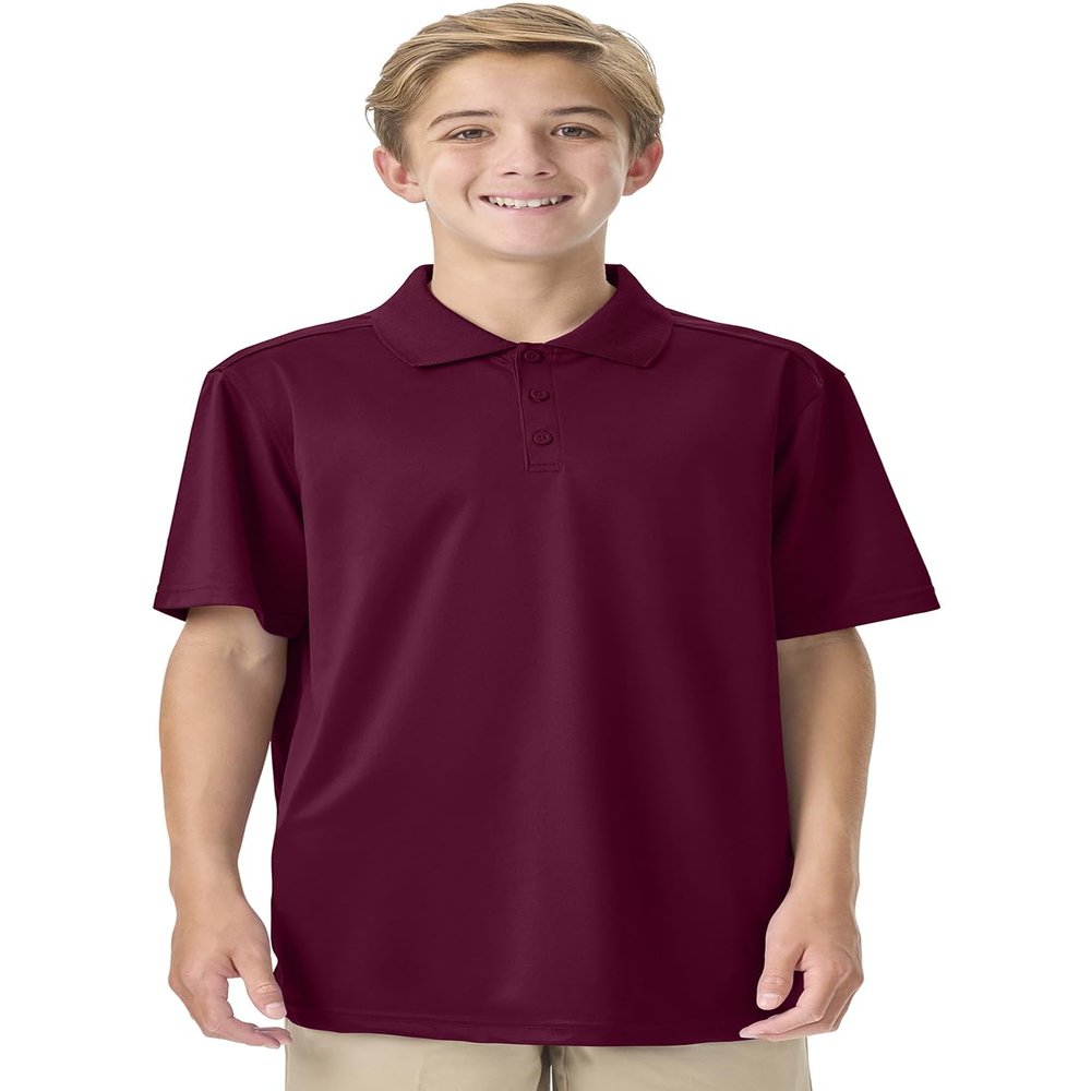 Classroom School Uniforms Unisex Polo T-Shirts with Moisture Wicking & Ribbed Collar CR860X, M, Burgundy
