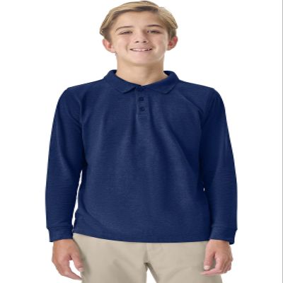 Classroom Uniforms Long Sleeve Pique Polo T-Shirt for Men and Women CR835X, 3XL, SS Navy