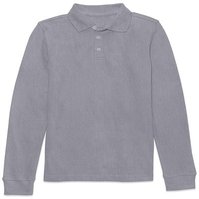 Classroom Uniforms Long Sleeve Pique Polo T-Shirt for Men and Women CR835X, XL, Heather Gray