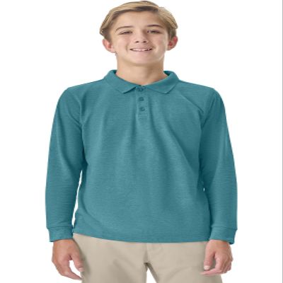 Classroom Uniforms Long Sleeve Pique Polo T-Shirt for Men and Women CR835X, M, Teal