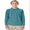 Classroom Uniforms Long Sleeve Pique Polo T-Shirt for Men and Women CR835X, M, Teal view 1