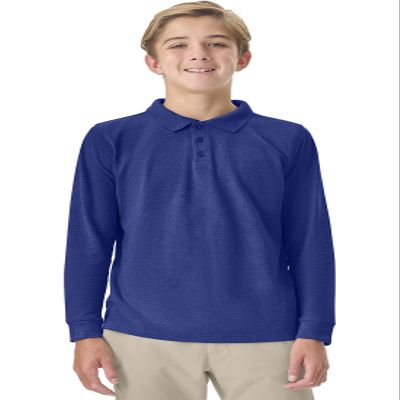 Classroom Uniforms Long Sleeve Pique Polo T-Shirt for Men and Women CR835X, XL, SS Royal