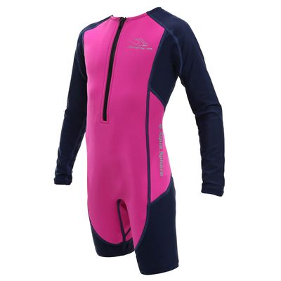 Aqua Sphere Stingray Long Sleeve Kids Wetsuit - Keeps Kids Warm & 100% UV Protection - Freedom of Movement in & Out of Water | Unisex Children, Size 8, Pink/Navy Blue (SJ43402048)