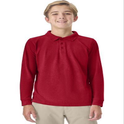 Classroom Uniforms Long Sleeve Pique Polo T-Shirt for Men and Women CR835X, XL, Red