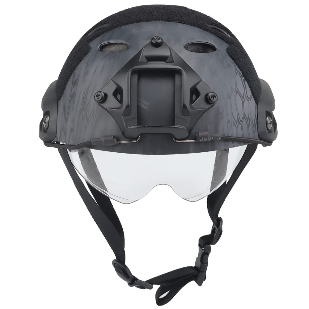 2022 Jungle Camouflage Fast Protective Helmet, PJ Type Tactical Multi-Function Fast Helmet with Sunshade Goggles Version