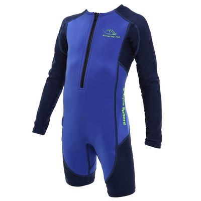 Aqua Sphere Stingray Neoprene Long Sleeve Kids Wetsuit - Keeps Kids Warm & 100% UV Protection - Freedom of Movement in & Out of Water | Unisex Children, Size 12, Royal Blue/Navy Blue,SJ434420412