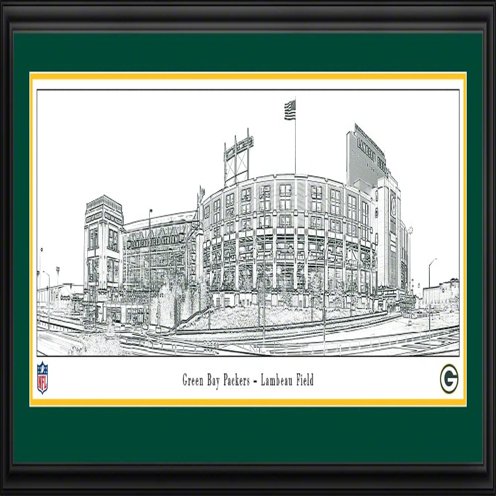 Lambeau Field, Home of the Green Bay Packers - 44x18-inch Double Mat, Deluxe Framed Picture by Blakeway Panoramas