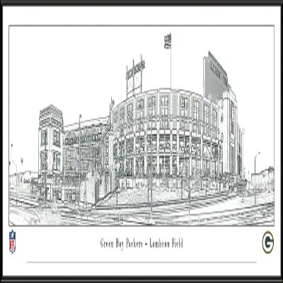 Lambeau Field, Home of the Green Bay Packers - 40.25x13.75-inch Standard Framed Print by Blakeway Panoramas