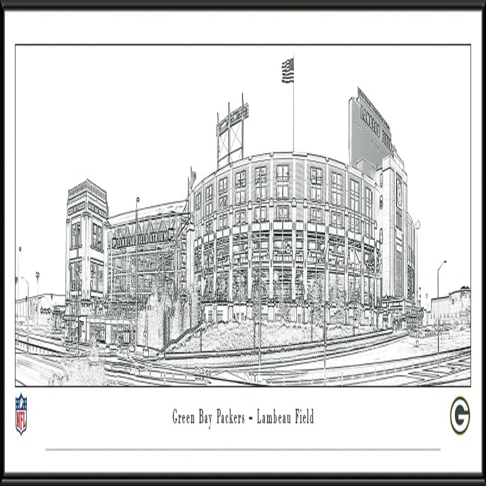 Lambeau Field, Home of the Green Bay Packers - 40.25x13.75-inch Standard Framed Print by Blakeway Panoramas