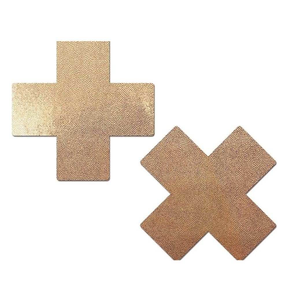 PASTEASE X Pasties - Rose Gold X Nipple Covers for Festivals, Raves, & Lingerie | Halloween Accessory | Latex Free & Made in USA (Sheeny Rosegold X)