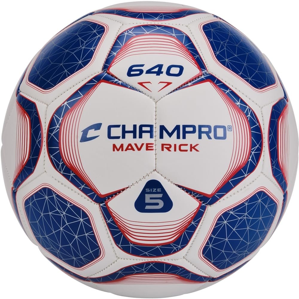 Champro Maverick Soccer Ball, Size 3, Red, White, Blue