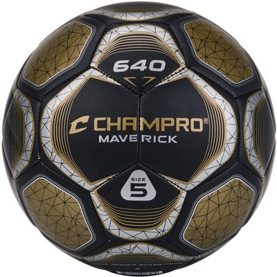 Champro Maverick Soccer Ball, Size 3, Black, Vegas Gold