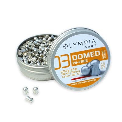 Olympia Shot Domed Lead Free Air Gun Pellets | .177 Caliber (4.5 mm), 5.5 gr | Domed Head for Target Shooting and Hunting | 250 Count