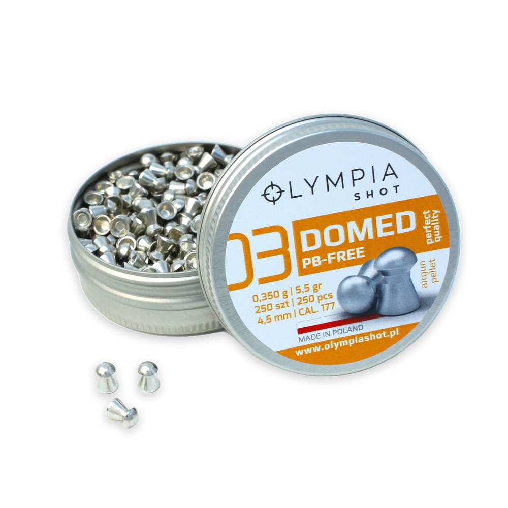 Olympia Shot Domed Lead Free Air Gun Pellets | .177 Caliber (4.5 mm), 5.5 gr | Domed Head for Target Shooting and Hunting | 250 Count