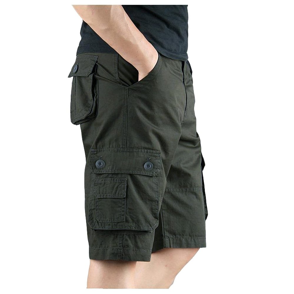 QWENTMTNTY Mens Cargo Shorts Size 36 Relaxed Fit Fashion Outdoor Summer Multi Pocket Zipper Fly Plus Size Solid Short Pants