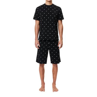 Lacoste Men's Mini Croc Print Pajama Set, Midnight Blue/Natural White, X-Small