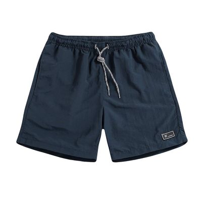 QWENTMTNTY Beach Shorts for Men Summer Quick Dry 5 Inch Casual Elastic Waistband Shorts Big and Tall Outdoor Sports Shorts Dark Blue