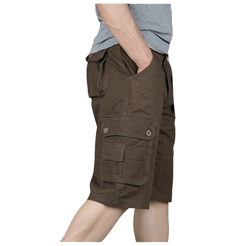 QWENTMTNTY Mens Cargo Shorts Size 36 Relaxed Fit Fashion Outdoor Summer Multi Pocket Zipper Fly Plus Size Solid Short Pants