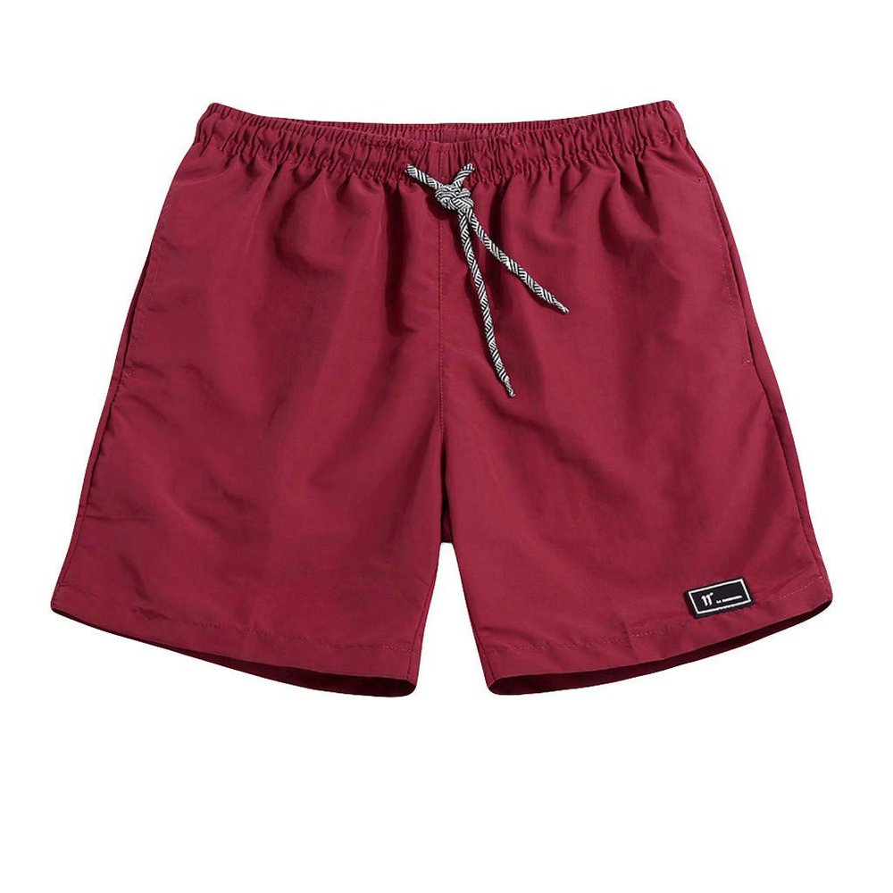 QWENTMTNTY Beach Shorts for Men Summer Quick Dry 5 Inch Casual Elastic Waistband Shorts Big and Tall Outdoor Sports Shorts Wine