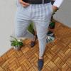 QWENTMTNTY Mens Chinos Pants Vertical Striped Slim Fit Stretch Flat-Front Skinny Dress Pants Casual Business Taper Trousers Blue view 2