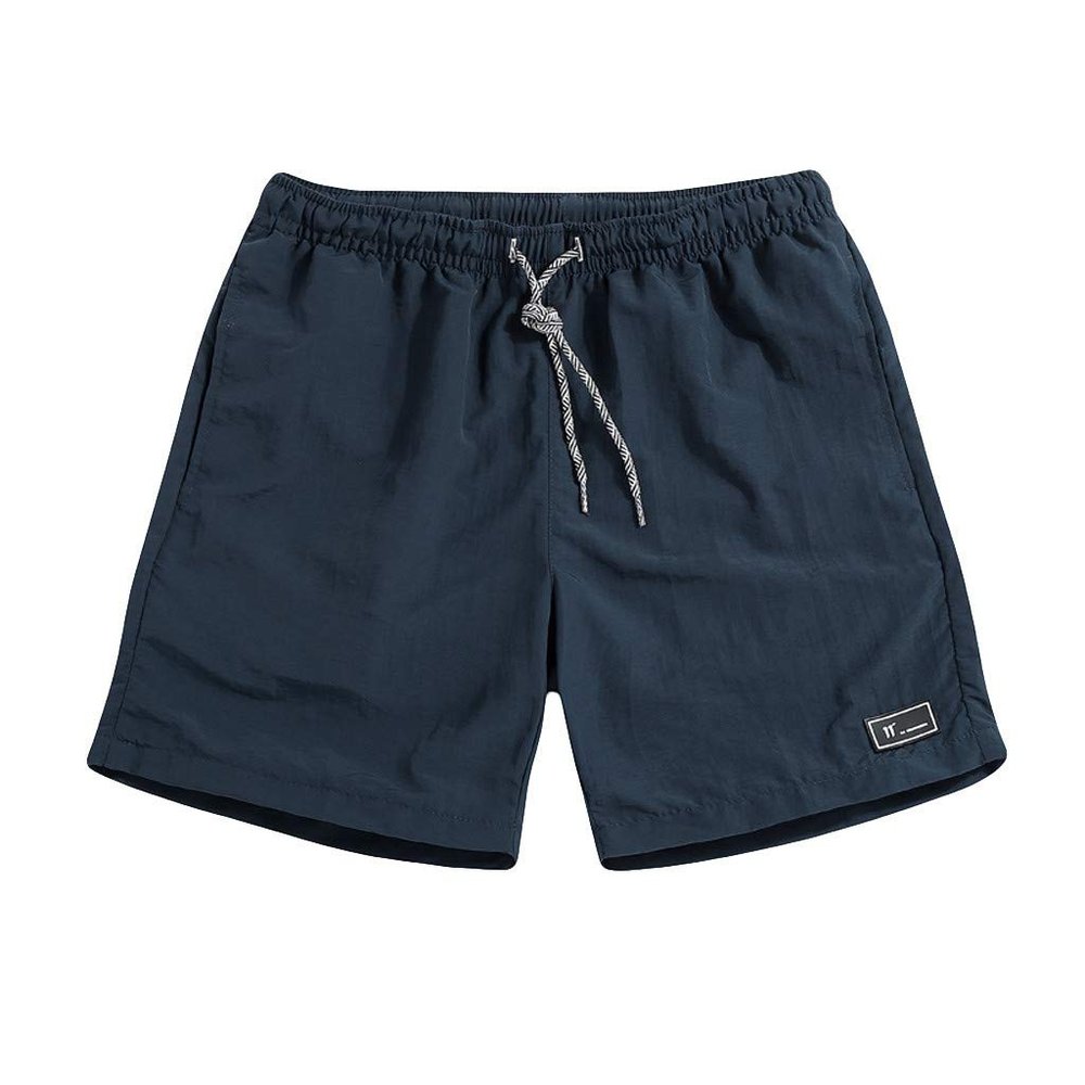 QWENTMTNTY Beach Shorts for Men Summer Quick Dry 5 Inch Casual Elastic Waistband Shorts Big and Tall Outdoor Sports Shorts Dark Blue